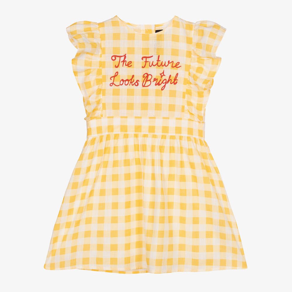 Mini Rodini - Robe jaune vichy en coton | Childrensalon