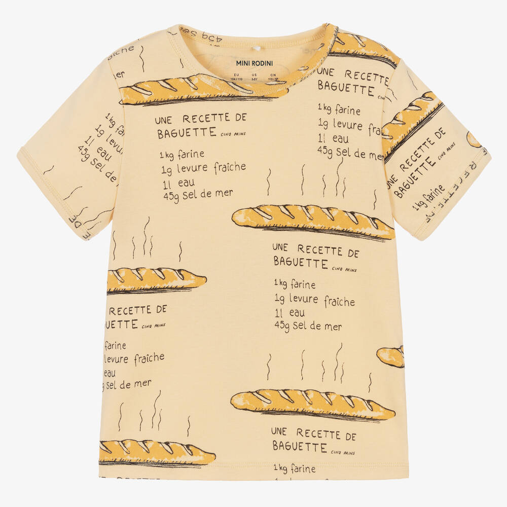 Mini Rodini - T-shirt jaune en coton bio baguette | Childrensalon