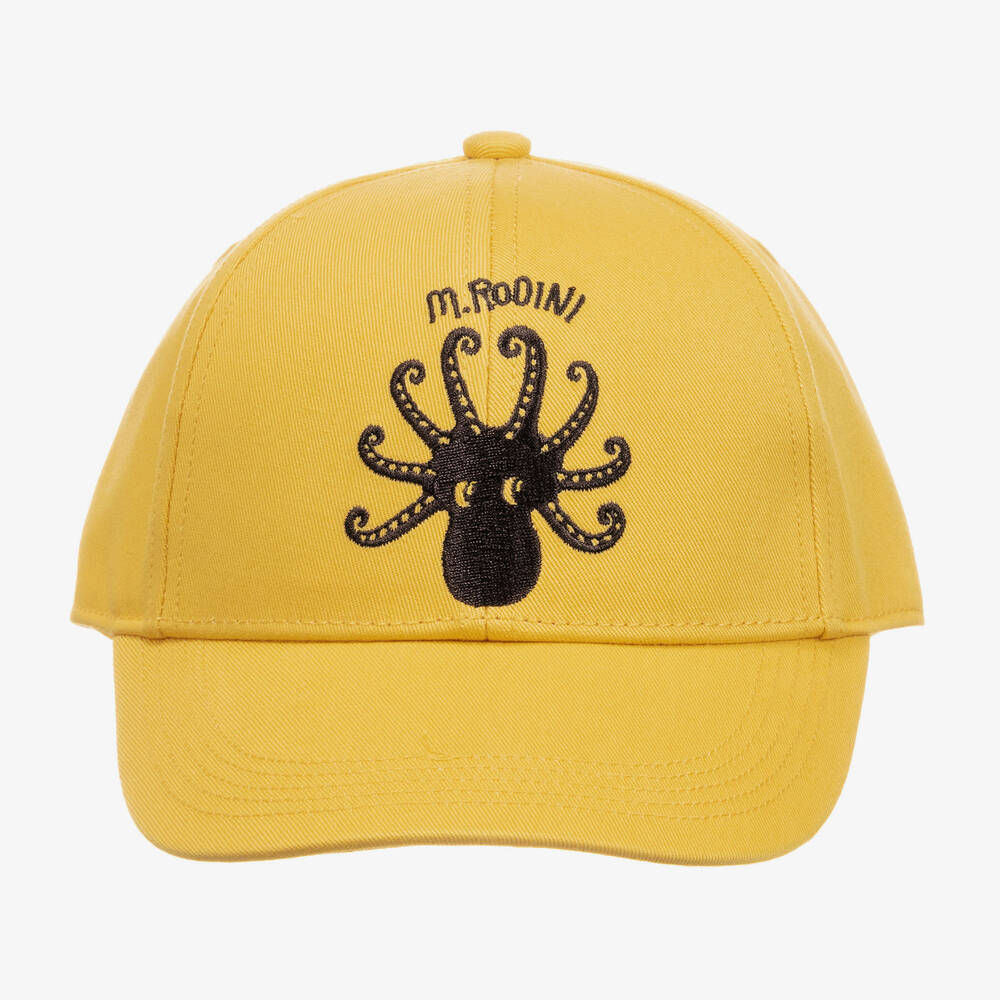 Mini Rodini-كاب قطن عضوي كانفاس لون أصفر و أسود | Childrensalon Outlet