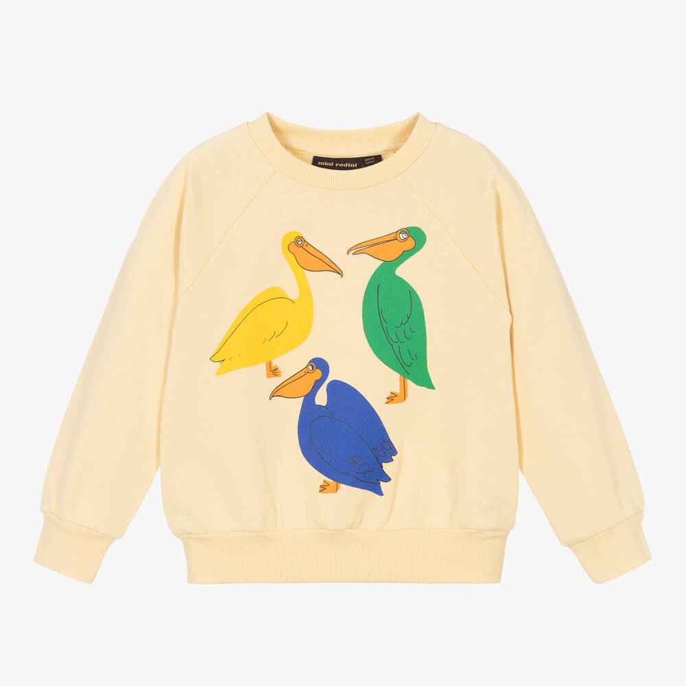 Mini Rodini - Yellow Organic Cotton Pelican Sweatshirt | Childrensalon