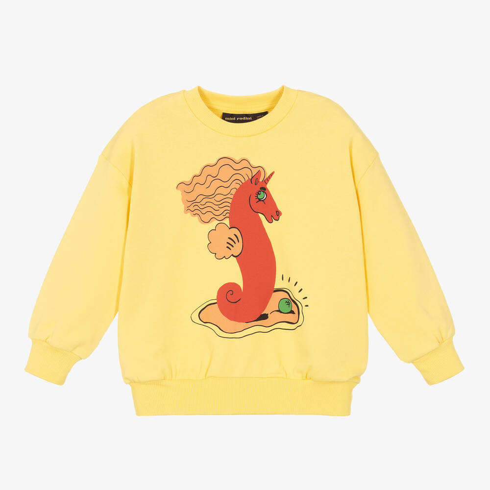 Mini Rodini - Gelbes Seepferdchen-Bio-Sweatshirt | Childrensalon