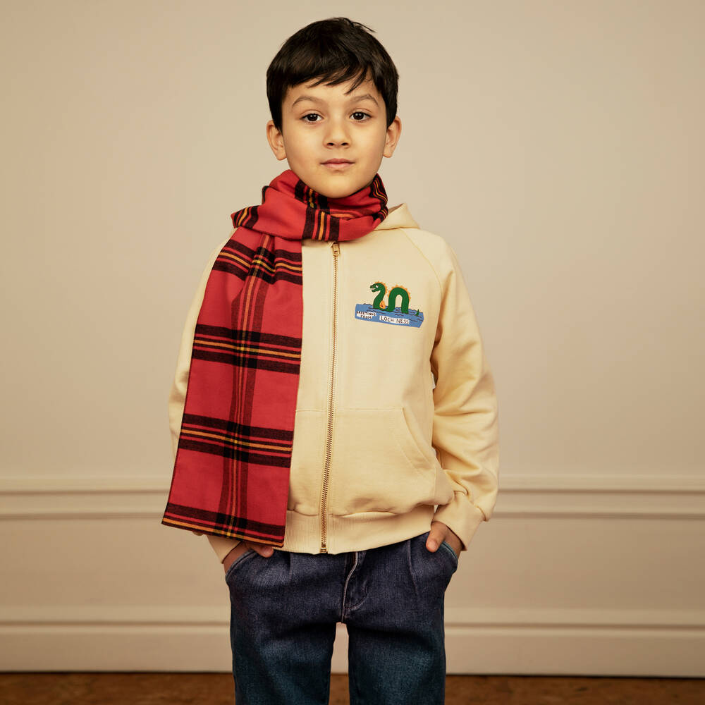 Mini Rodini-توب هودي بسحّاب قطن عضوي لون أصفر | Childrensalon Outlet