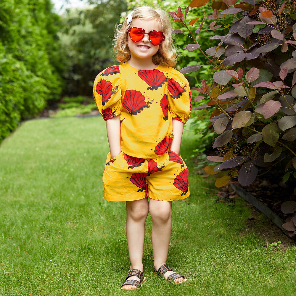 Mini Rodini-Желтые шорты с красными ракушками | Childrensalon Outlet