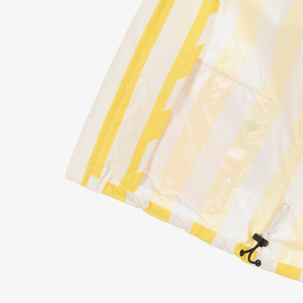 ميني روديني-معطف واقي من المطر مقلم لون أصفر وعاجي | Childrensalon Outlet