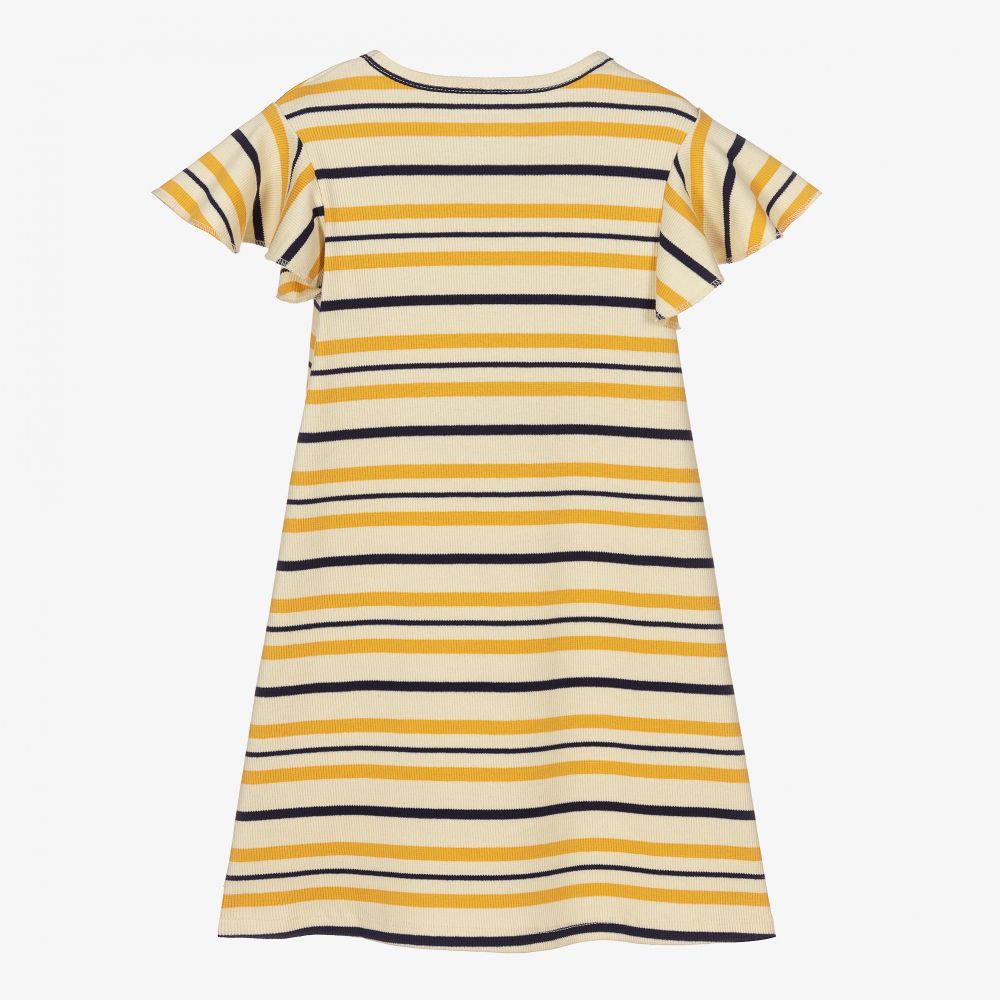 Mini Rodini-Желтое хлопковое платье в полоску | Childrensalon Outlet