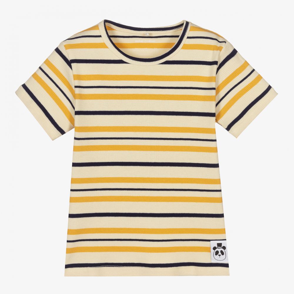 Mini Rodini - Yellow Striped Cotton T-Shirt | Childrensalon