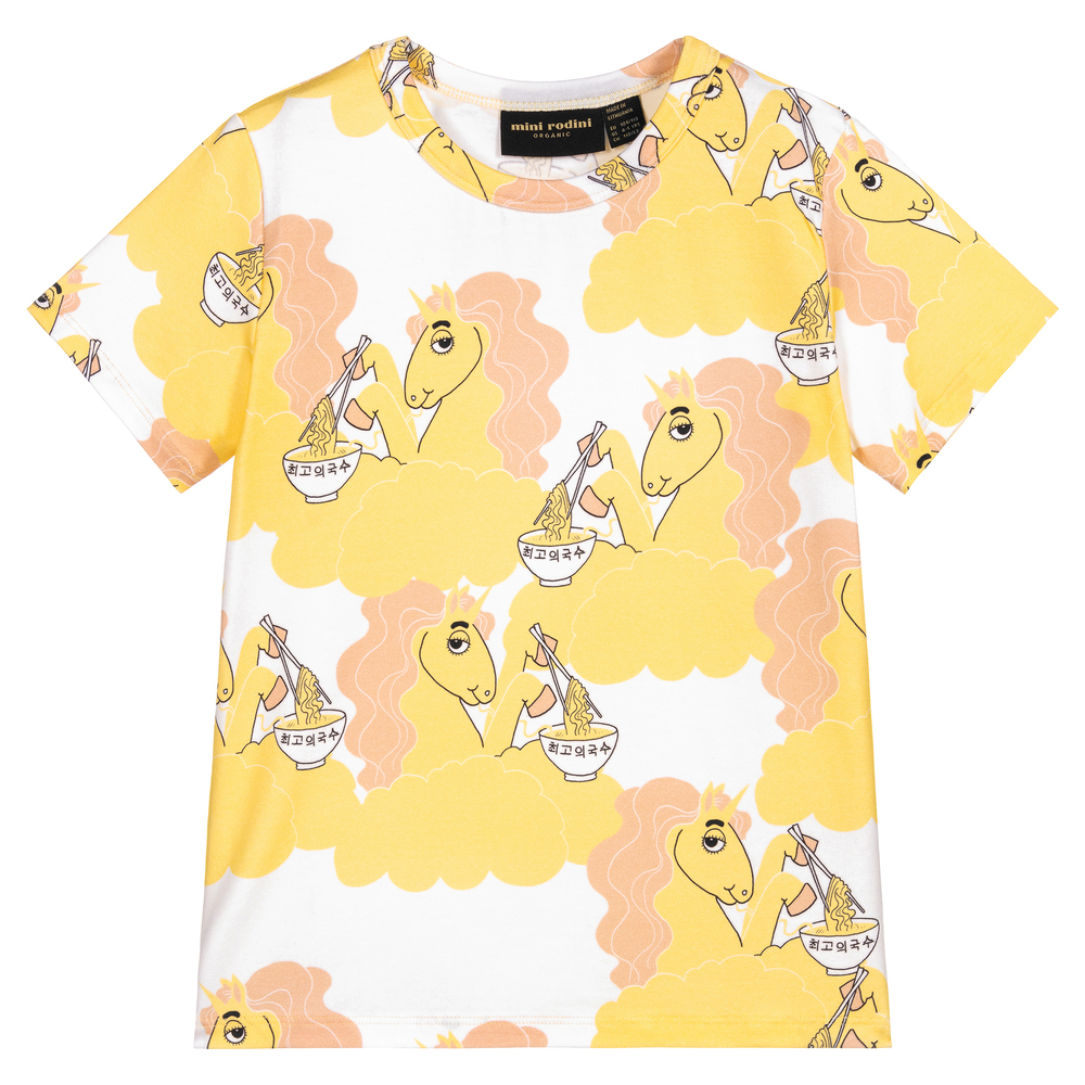 Mini Rodini - T-shirt jaune Licorne  | Childrensalon