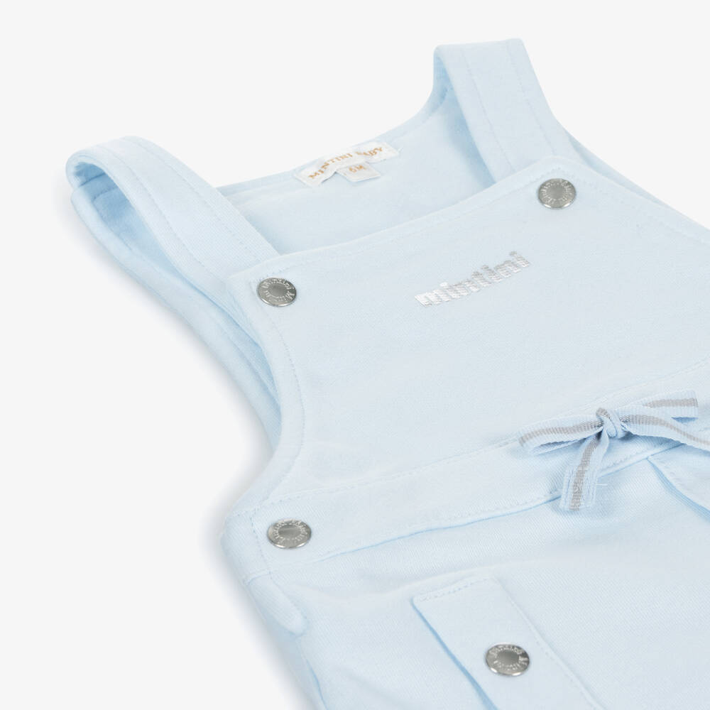 مينتيني بيبي-Baby Boys Blue Cotton Dungaree Set | Childrensalon Outlet