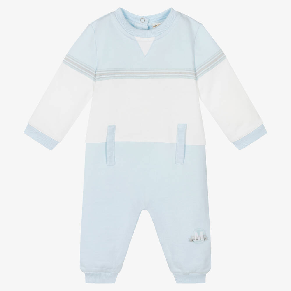 Mintini Baby - Baby Boys Blue Cotton Romper | Childrensalon Outlet