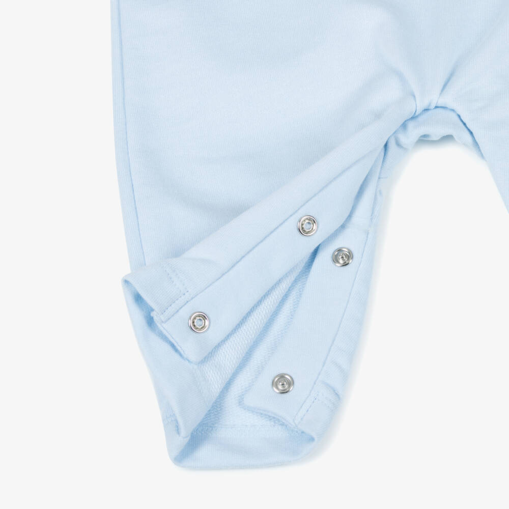 Mintini Baby-Baby Boys Blue Cotton Romper with Teddy Fleece Detailing | Childrensalon Outlet