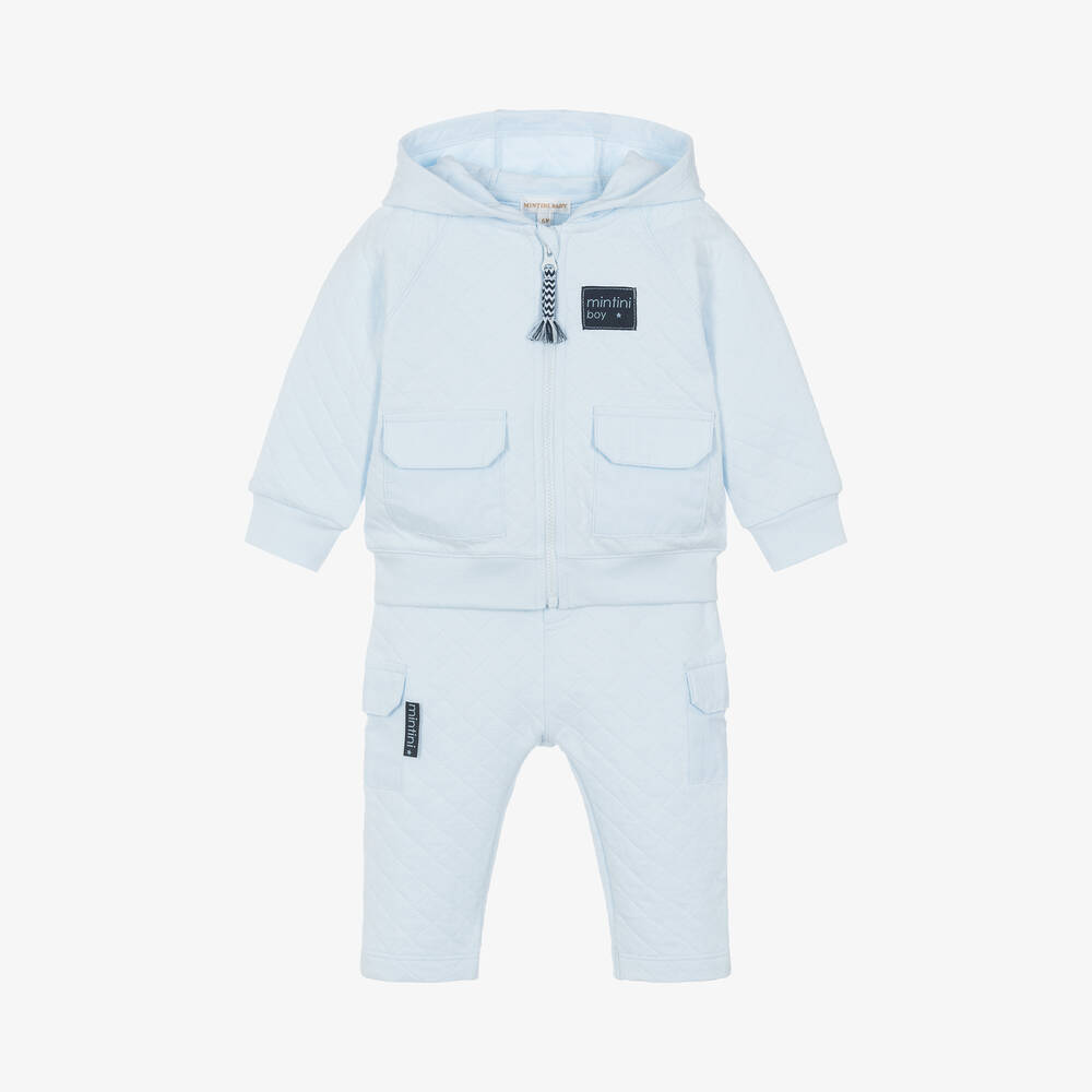 Mintini Baby-Baby Boys Blue Cotton Tracksuit | Childrensalon Outlet