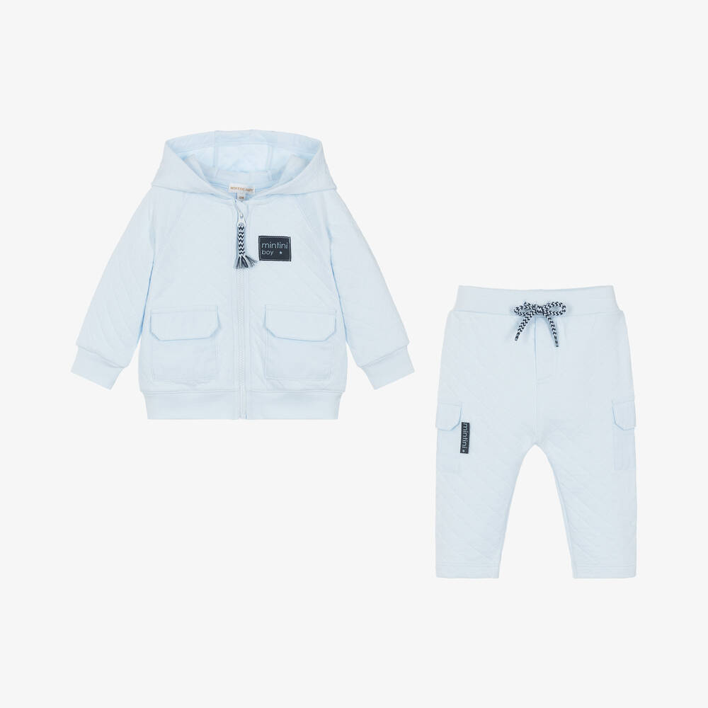 Mintini Baby-Baby Boys Blue Cotton Tracksuit | Childrensalon Outlet