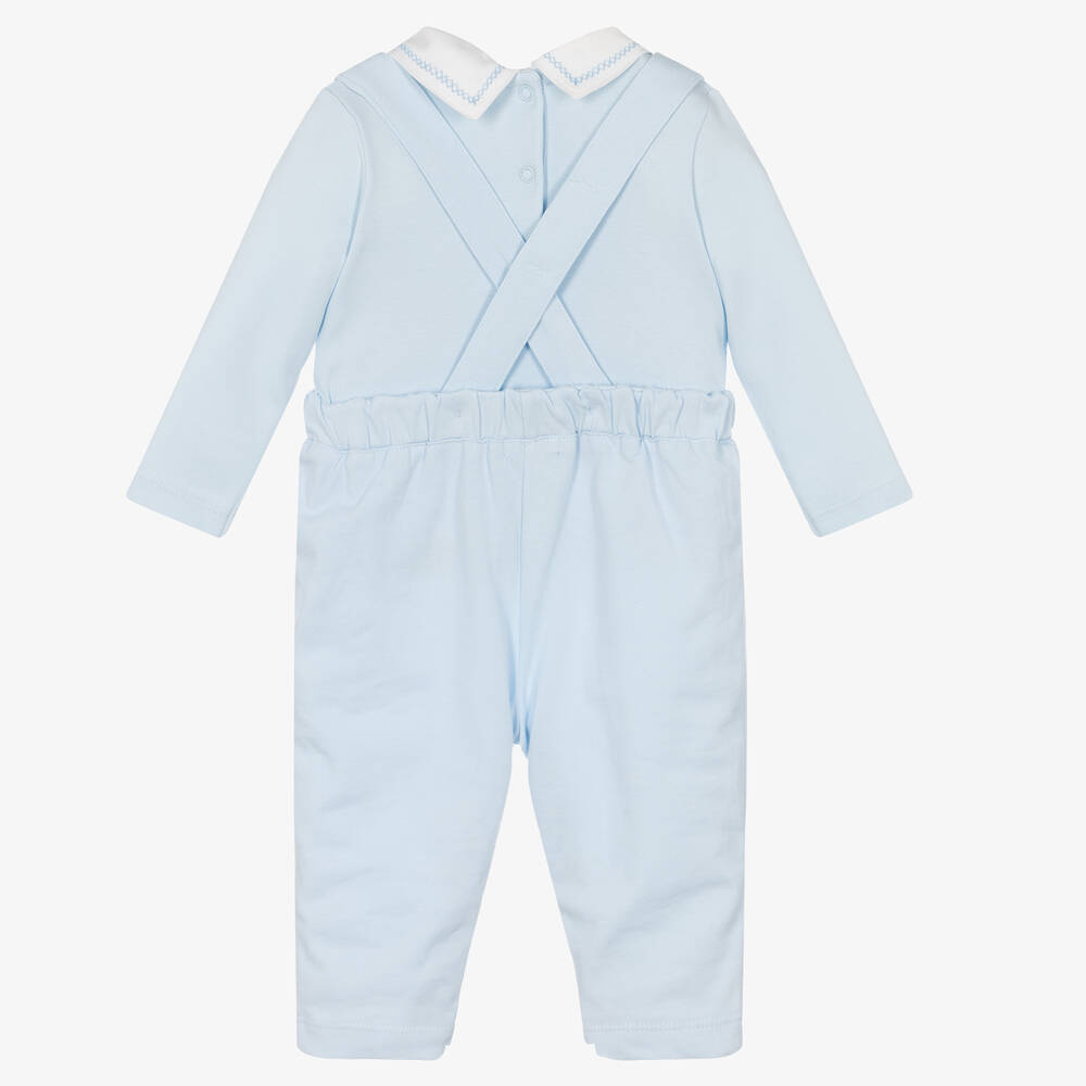 Mintini Baby-Baby Boys Blue Dungaree Set | Childrensalon Outlet