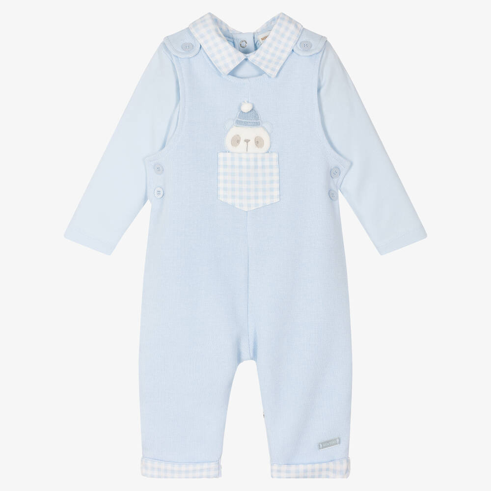 Mintini Baby - Baby Boys Blue Dungaree Set | Childrensalon