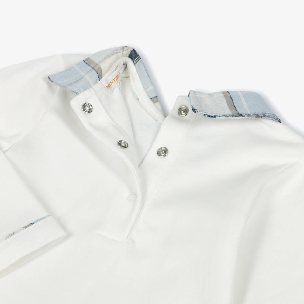 Mintini Baby-Baby Boys Blue & Ivory Check Cotton Shorts Set | Childrensalon Outlet