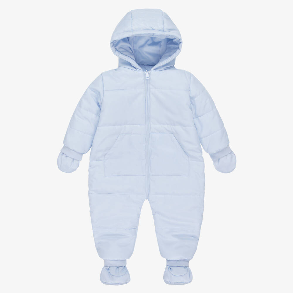 Mintini Baby-Baby Boys Pale Blue Reversible Snowsuit | Childrensalon Outlet