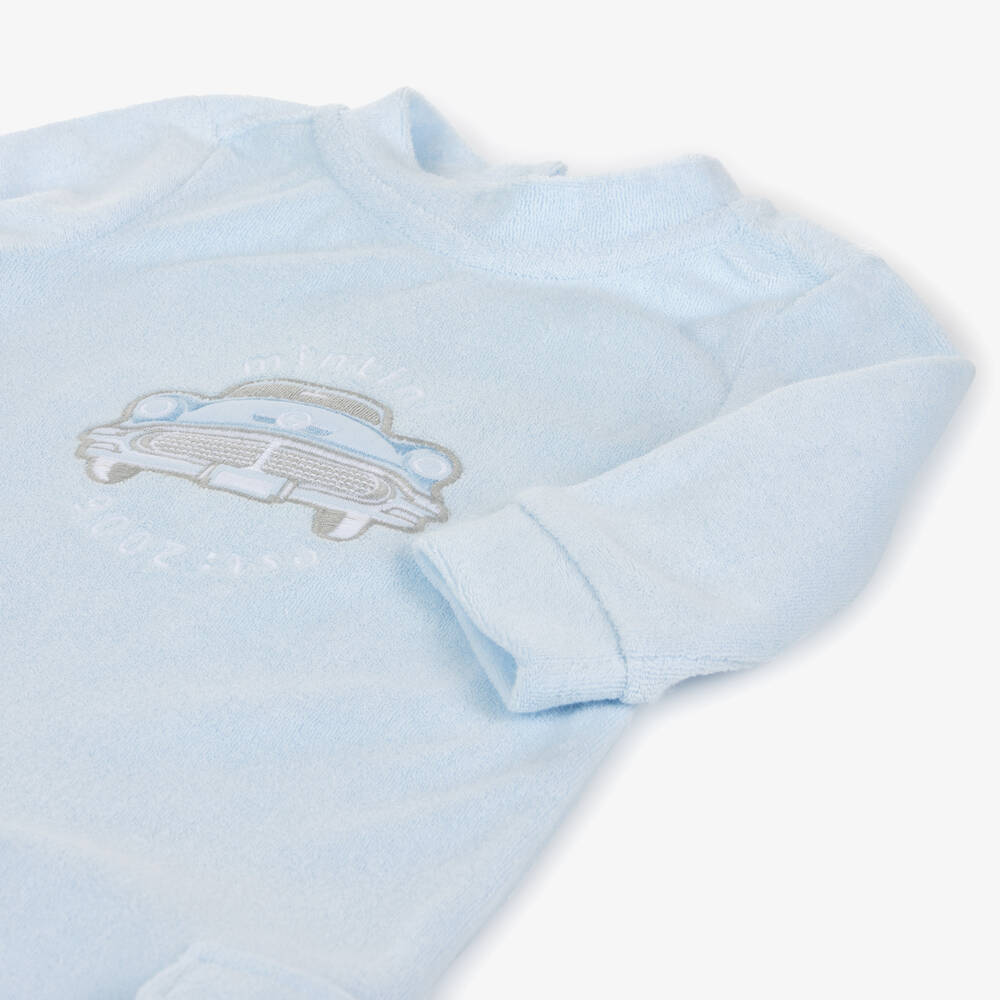 Mintini Baby-Baby Boys Blue Towelling Romper | Childrensalon Outlet