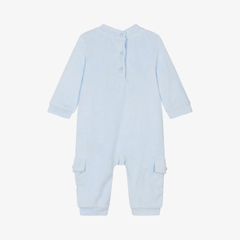 Mintini Baby-Baby Boys Blue Towelling Romper | Childrensalon Outlet