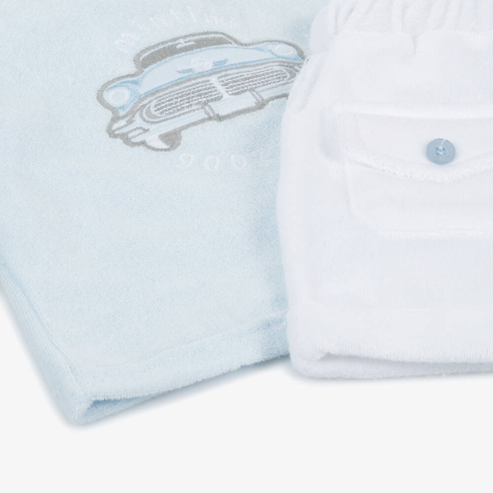 Mintini Baby-Baby Boys Blue Towelling Shorts Set | Childrensalon Outlet
