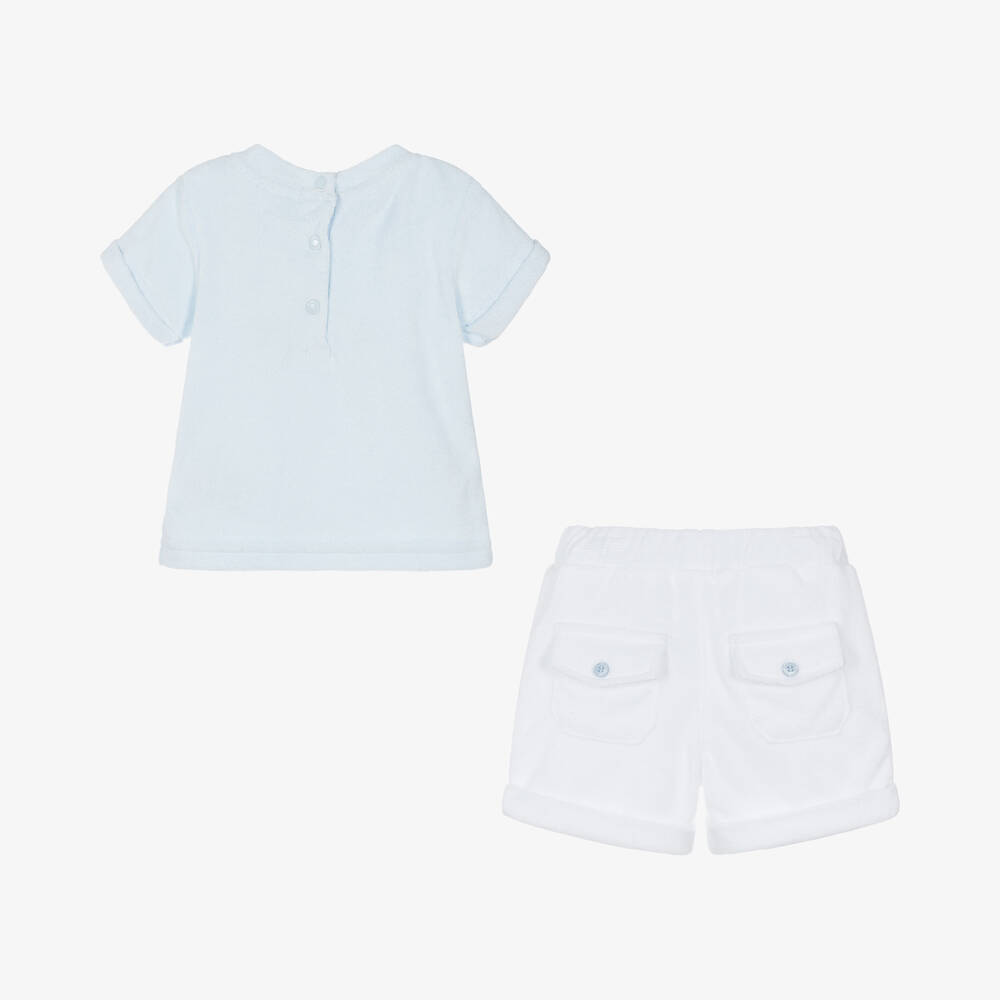 Mintini Baby-Baby Boys Blue Towelling Shorts Set | Childrensalon Outlet