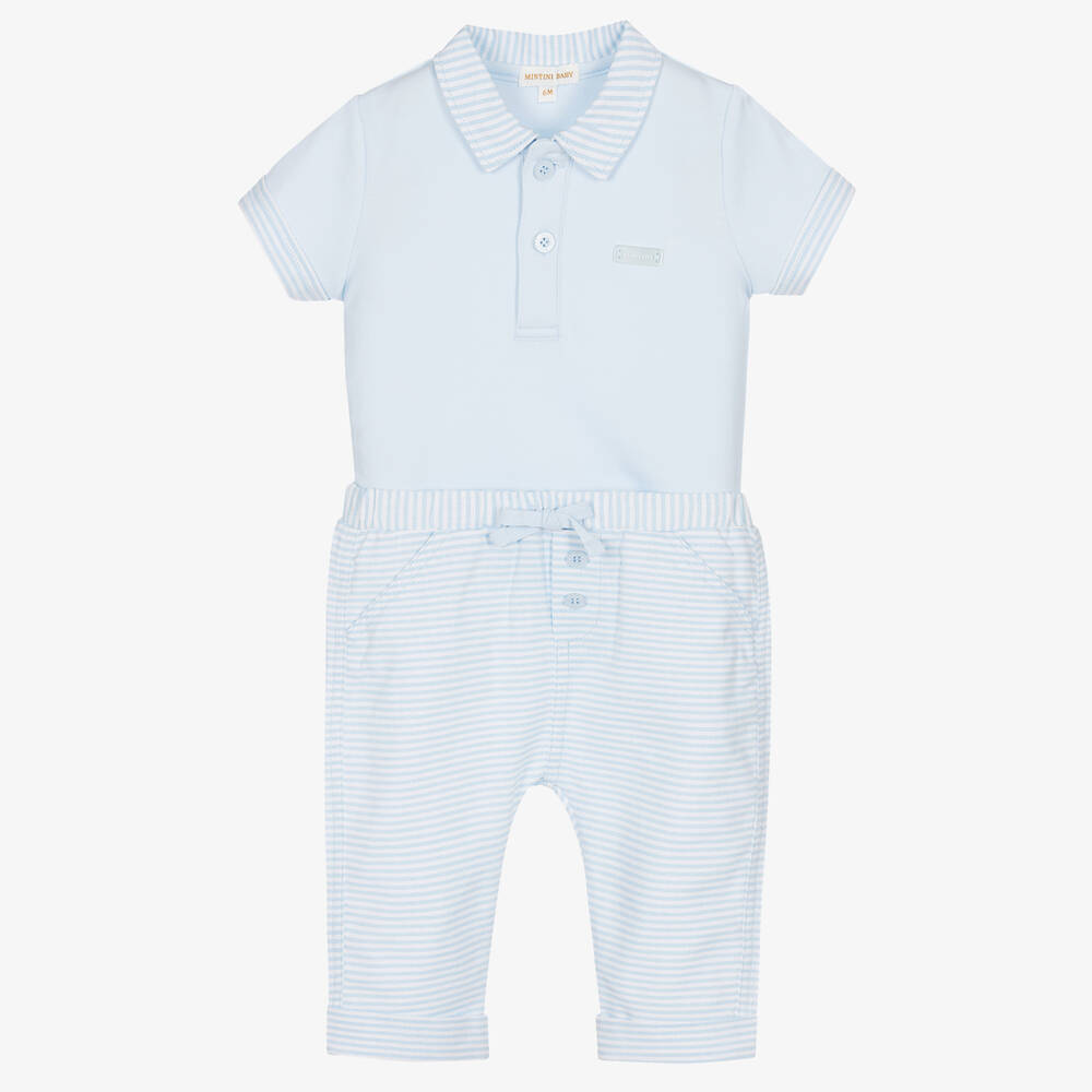 Mintini Baby-Baby Boys Blue Trouser Set | Childrensalon Outlet