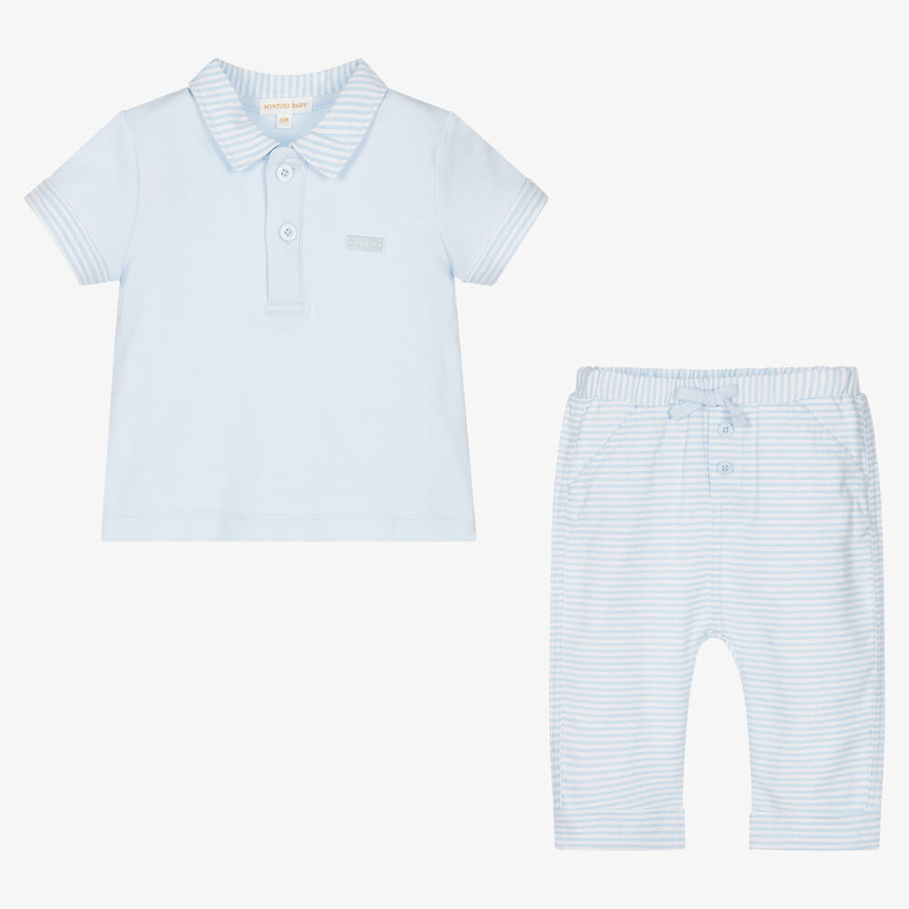Mintini Baby-Baby Boys Blue Trouser Set | Childrensalon Outlet
