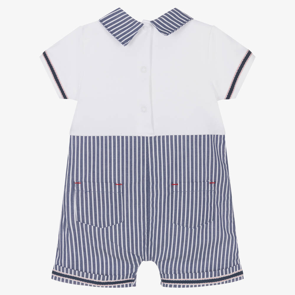 Mintini Baby-Baby Boys Blue & White Cotton Shortie | Childrensalon Outlet