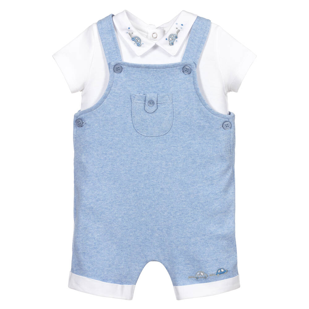 Mintini Baby-Baby Boys Dungaree Shorts Set | Childrensalon Outlet