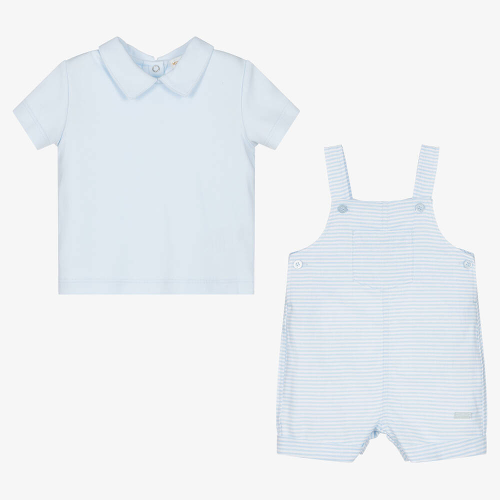 Mintini Baby-Baby Boys Dungaree Shorts Set | Childrensalon Outlet
