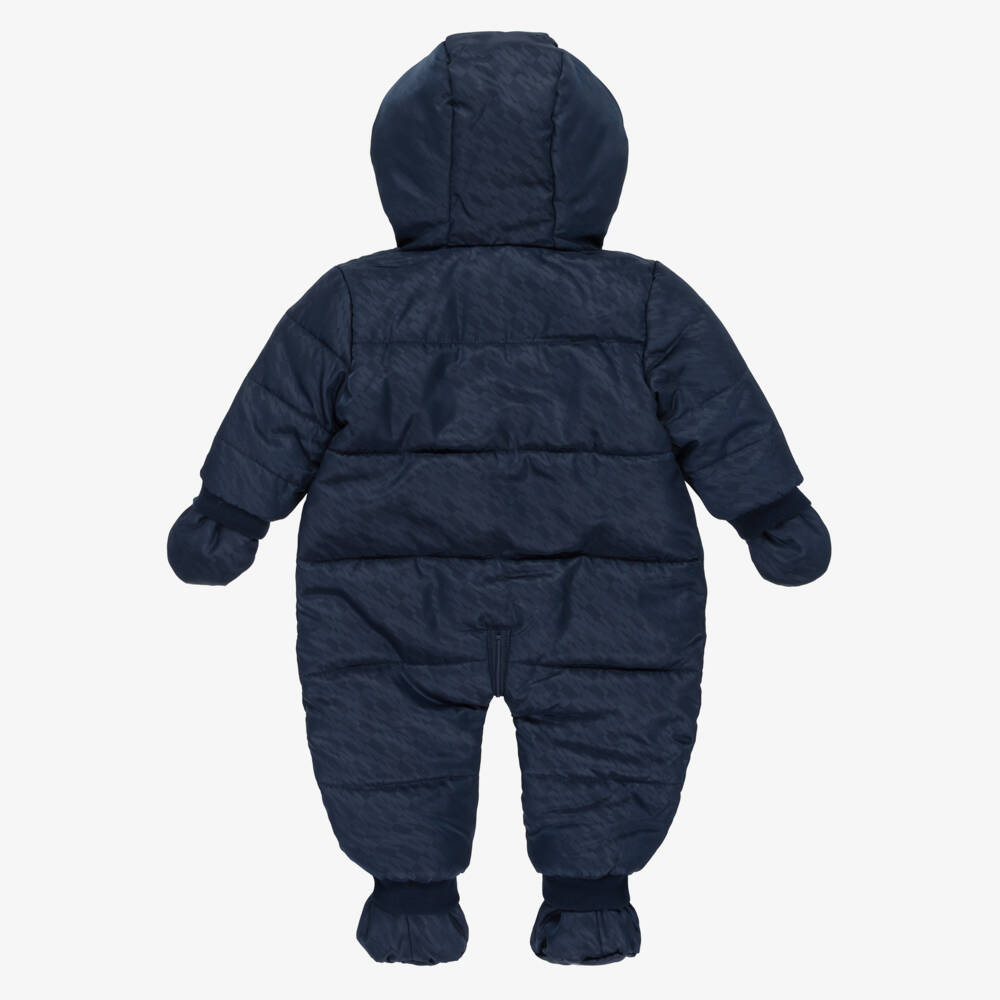 Mintini Baby-Baby Boys Navy Blue Reversible Snowsuit | Childrensalon Outlet
