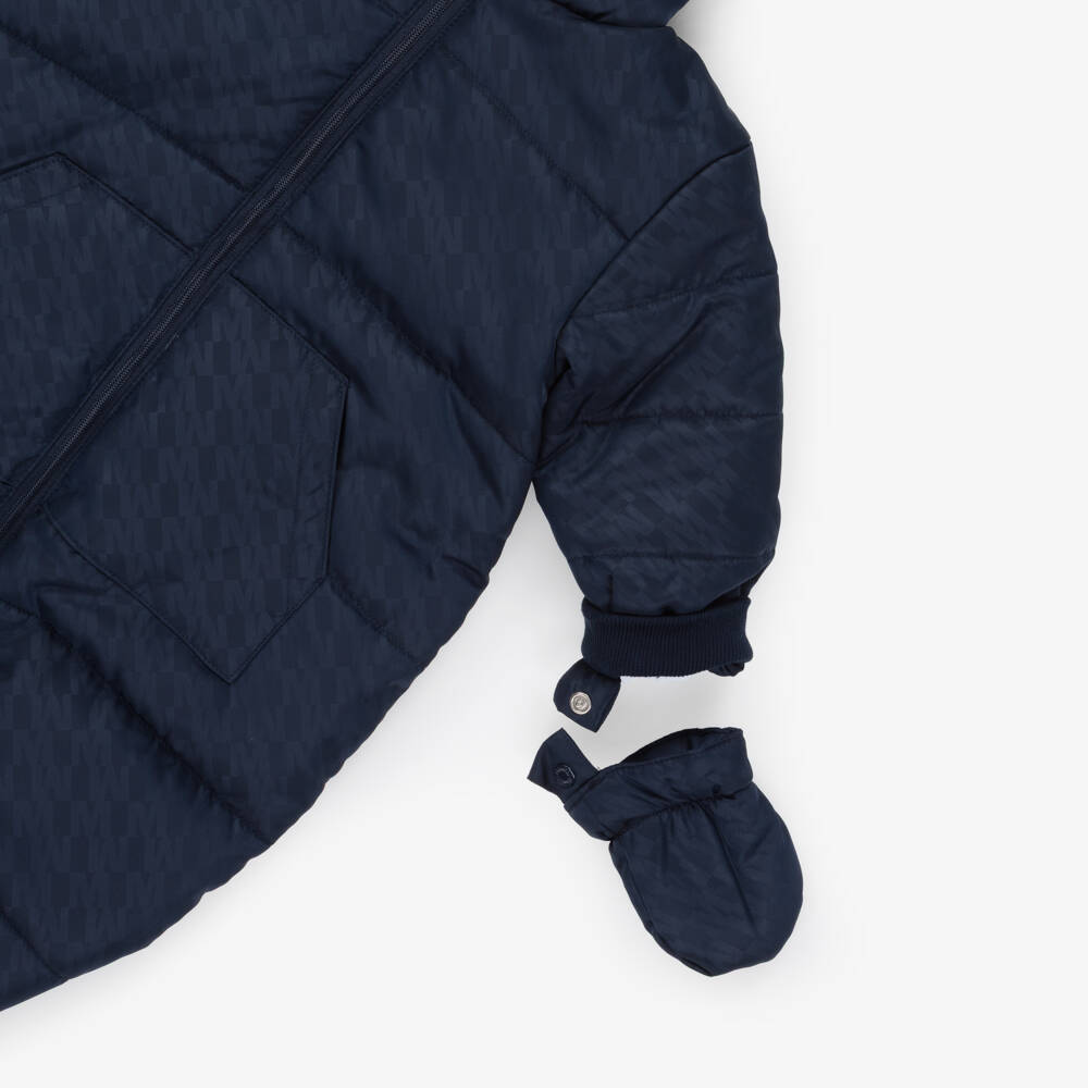 Mintini Baby-Baby Boys Navy Blue Reversible Snowsuit | Childrensalon Outlet