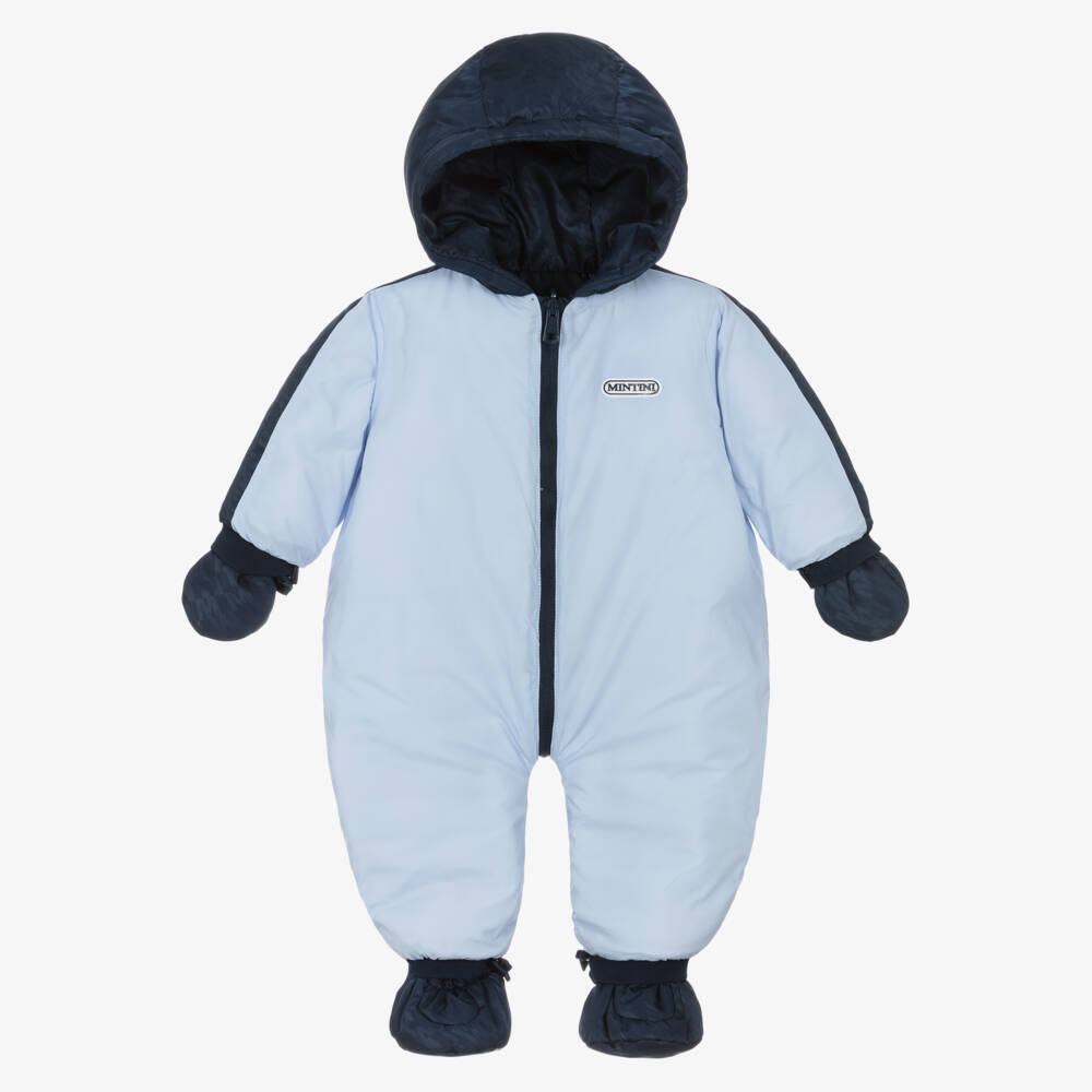 Mintini Baby-Baby Boys Navy Blue Reversible Snowsuit | Childrensalon Outlet