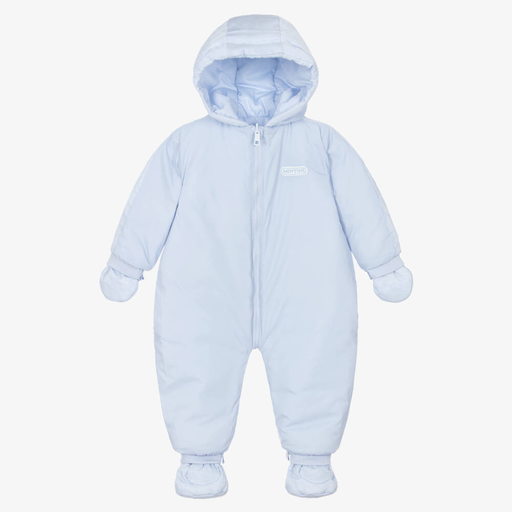 Mintini Baby-Baby Boys Pale Blue Reversible Snowsuit | Childrensalon Outlet