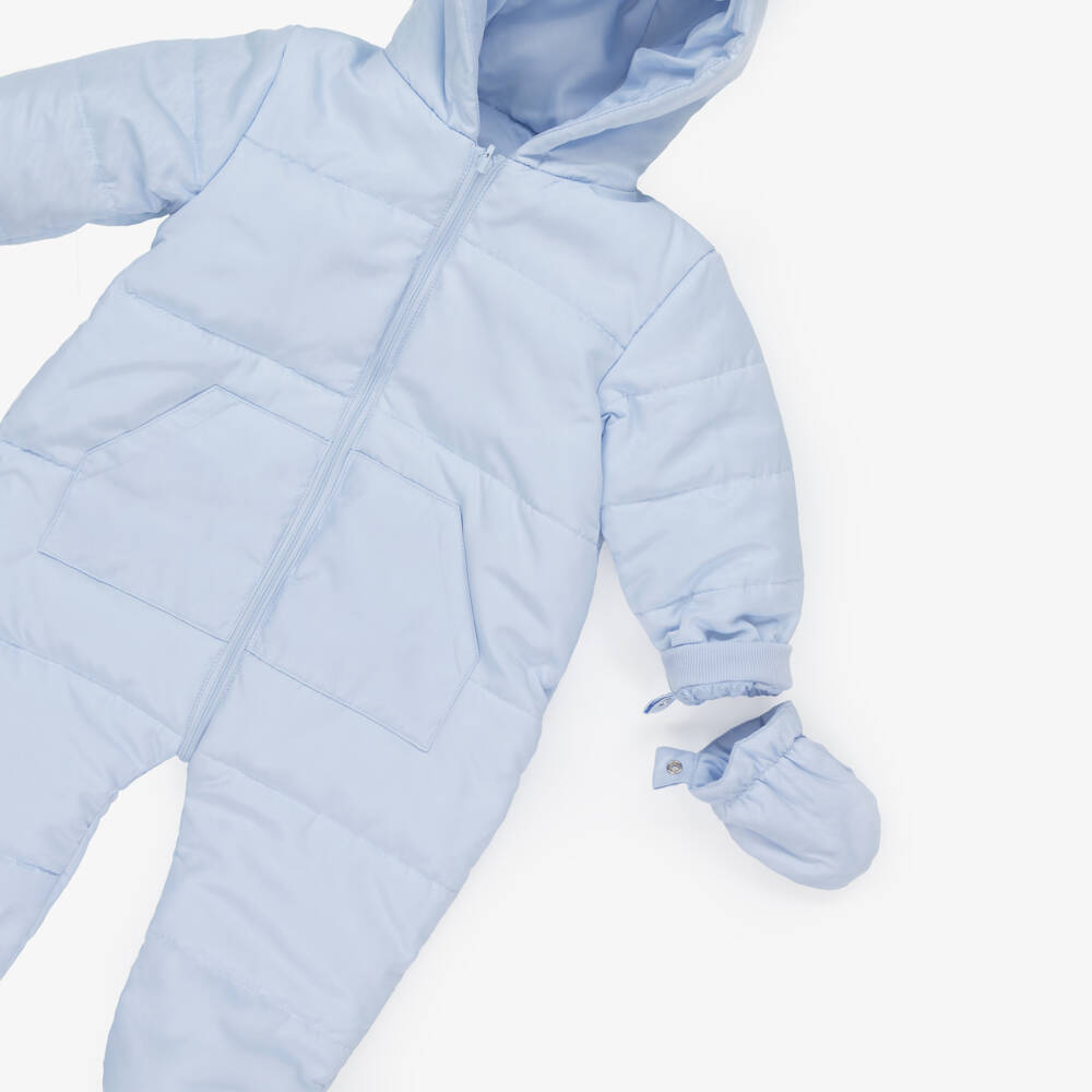 Mintini Baby-Baby Boys Pale Blue Reversible Snowsuit | Childrensalon Outlet
