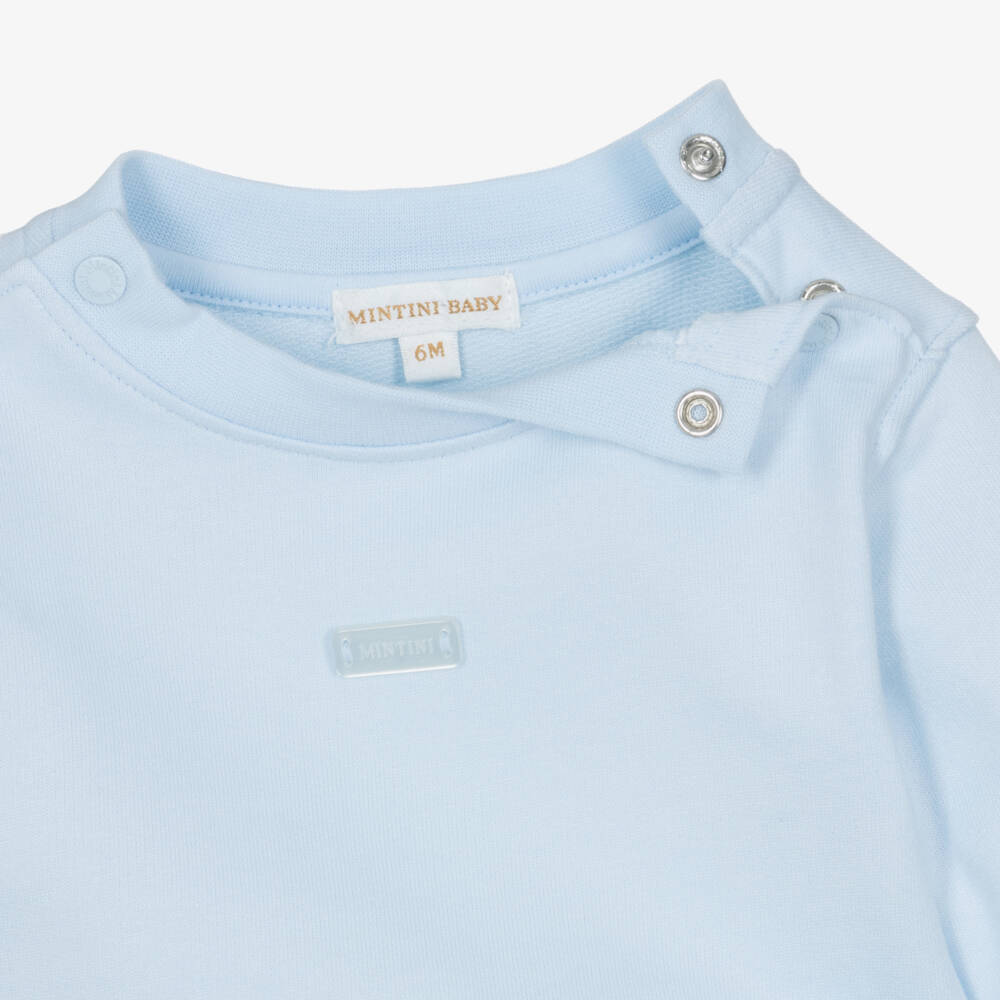 Mintini Baby-Baby Boys Pale Blue Teddy Fleece Trouser Set | Childrensalon Outlet