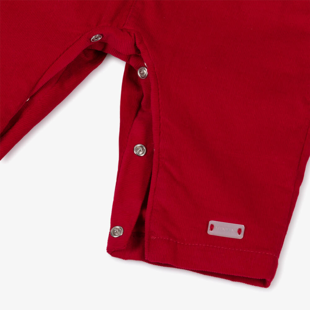 Mintini Baby-Baby Boys Red Needlecord Dungarees Set | Childrensalon Outlet