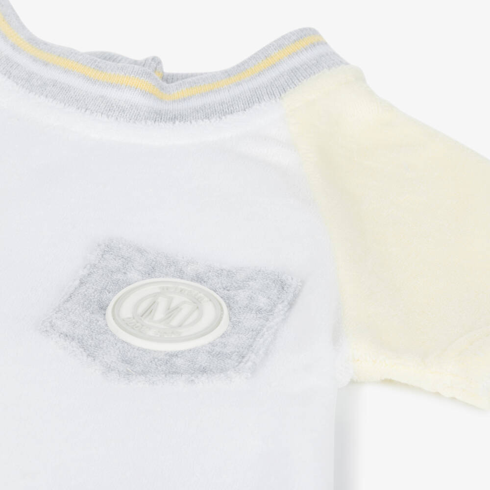 مينتيني بيبي-Baby Boys White & Grey Towelling Trouser Set | Childrensalon Outlet