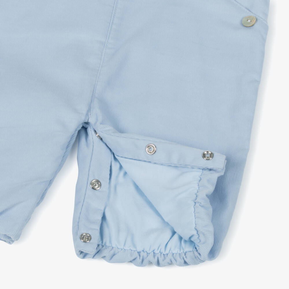 Mintini Baby-Baby Boys White & Pale Blue Corduory Romper | Childrensalon Outlet