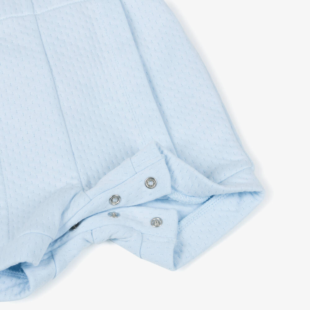 Mintini Baby-Baby Boys White & Pale Blue Dungaree Set | Childrensalon Outlet