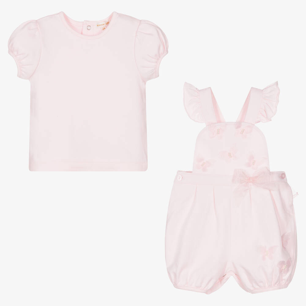 مينتيني بيبي-Baby Girls Cotton Dungaree Set | Childrensalon Outlet