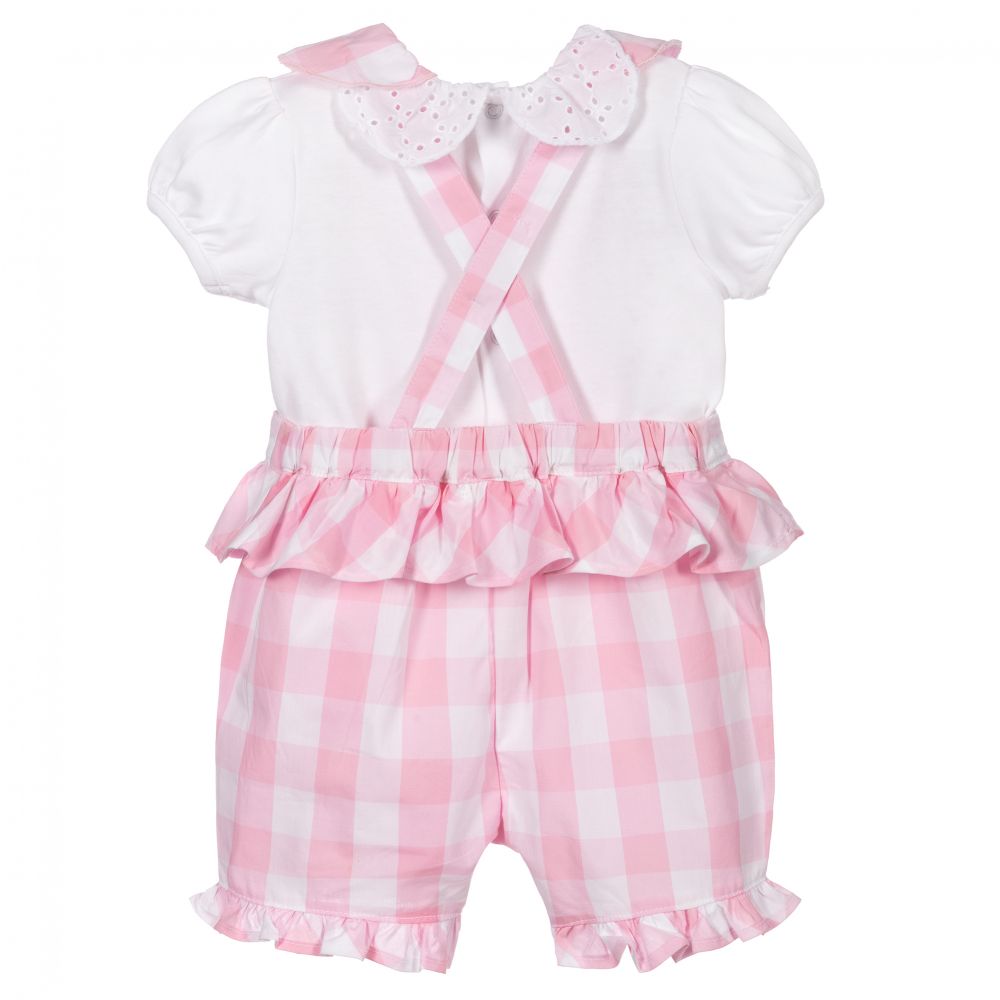 Mintini Baby-Baby Girls Dungaree Shorts Set | Childrensalon Outlet
