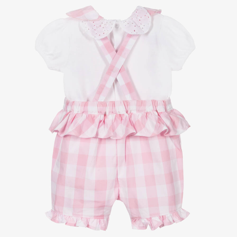 Mintini Baby-Baby Girls Dungaree Shorts Set | Childrensalon Outlet