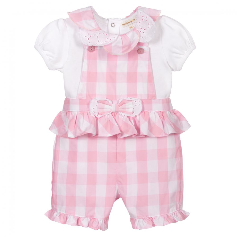 Mintini Baby - Baby Girls Dungaree Shorts Set | Childrensalon