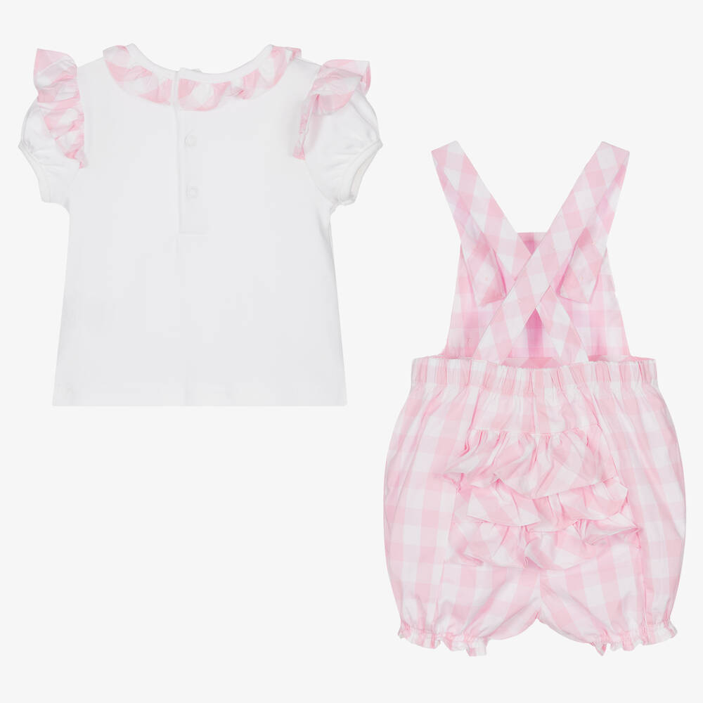 Mintini Baby-Baby Girls Dungaree Shorts Set | Childrensalon Outlet