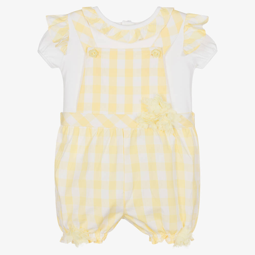 Mintini Baby-Baby Girls Dungaree Shorts Set | Childrensalon Outlet