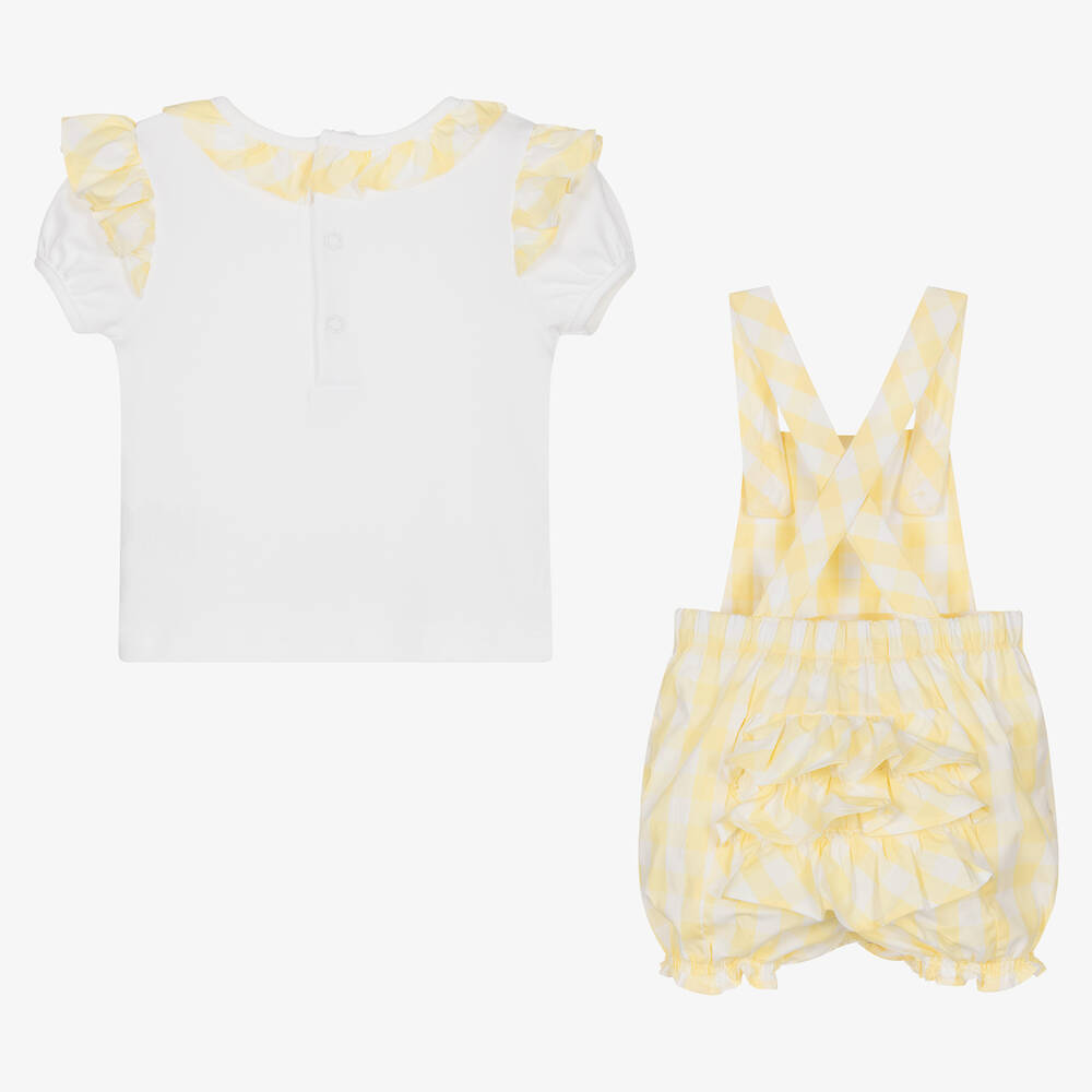 Mintini Baby-Baby Girls Dungaree Shorts Set | Childrensalon Outlet