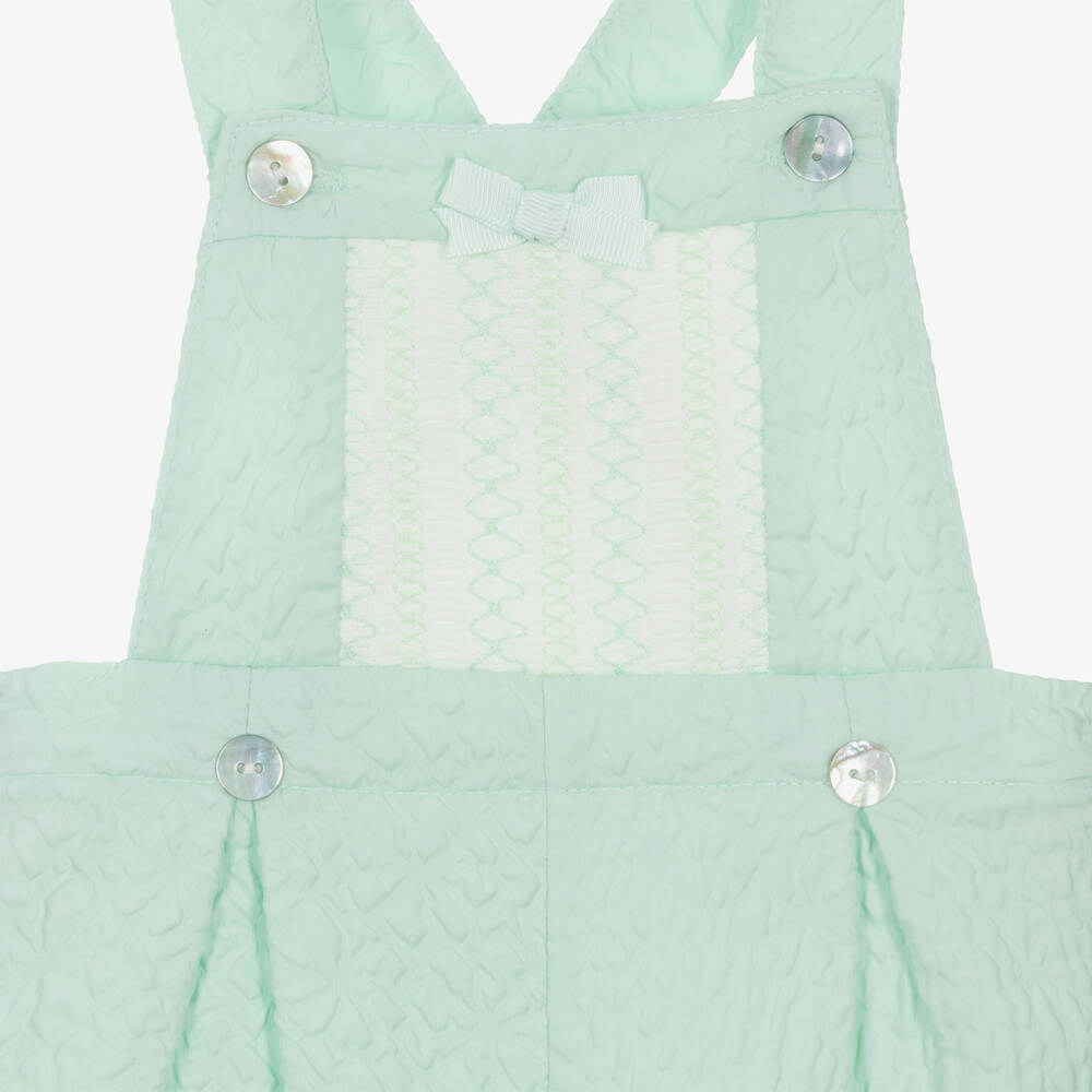 Mintini Baby-Baby Girls Green Dungaree Set | Childrensalon Outlet