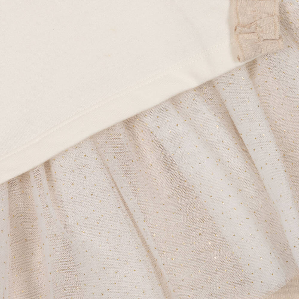 Mintini Baby-Baby Girls Ivory Jersey & Tulle Dress with Appliqué Hearts | Childrensalon Outlet