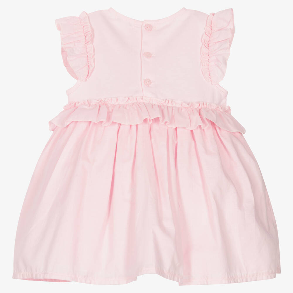 مينتيني بيبي-Baby Girls Pink Cotton Dress | Childrensalon Outlet