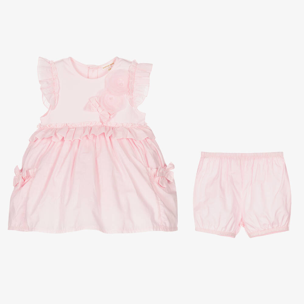 مينتيني بيبي-Baby Girls Pink Cotton Dress | Childrensalon Outlet